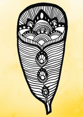 feather illustration over a yellow background