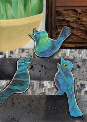 Three Little Birds - magazine collage