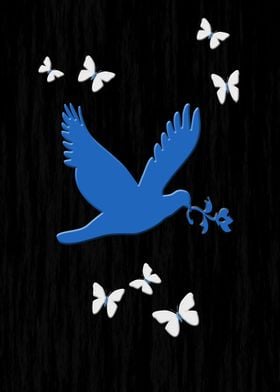 "Paper Blue Bird" . Paper blue bird flying in the dead  ... 