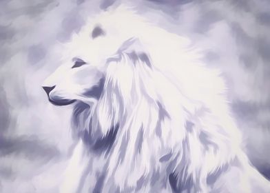 White lion fantasy abstract digital painting 