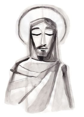 Hand drawn illustration or drawing of Jesus Christ