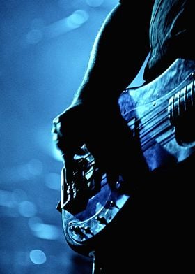 Bass guitar in blue