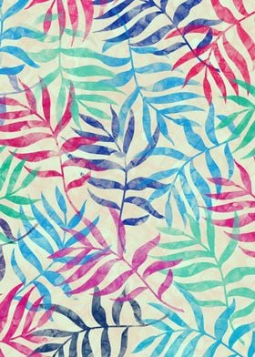 Watercolor tropical palm leaves