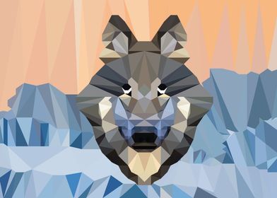 Low poly art of a wolf