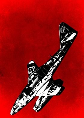 Messerschmitt Me262 of WW2 in a graphic stencil style w ... 