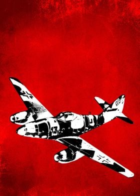 Messerschmitt Me262 of WW2 in a graphic stencil style w ... 