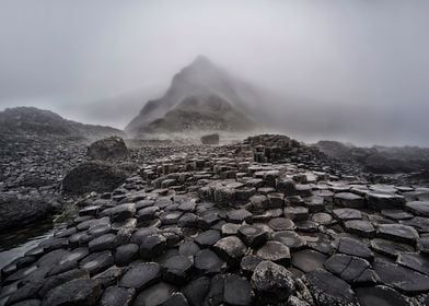 Foggy morning in Giant's causeway, Ireland