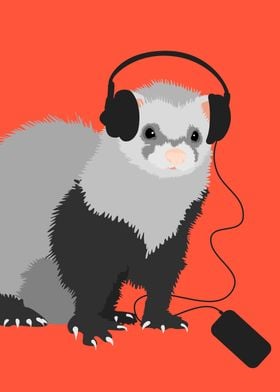 Funny ferret artwork for a music lover who also loves f ... 