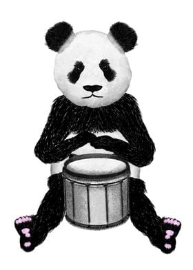 A fun illustration of a black and white panda bear play ... 