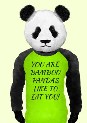 Illustration of a panda bear wearing a green t-shirt wi ... 