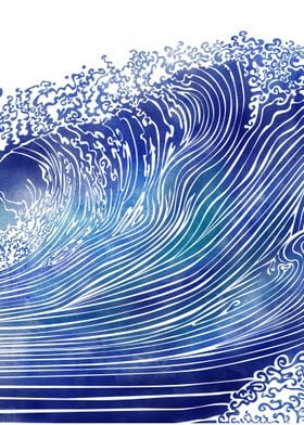 Pacific Waves — A wave rendered in vector lines and wat ... 