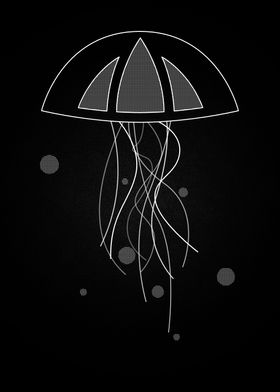 A jellyfish in black and white.