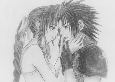 Pencil Drawing of Aerith and Zack (Crisis Core: Final F ... 
