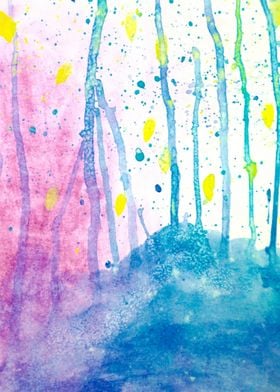 Abstract Watercolor Forest