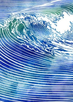 Pacific Waves II — A wave rendered in vector lines and  ... 