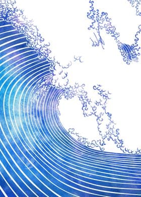 Pacific Wave IV — A wave rendered in vector lines and w ... 