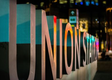 The Union station sign in Toronto, Canada 