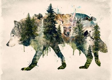 The mirrored version of my Wolf Original surrealism art ... 