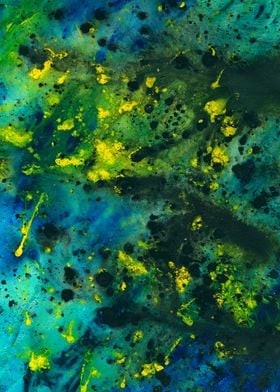 This abstract painting titled "Blue Green Chaos" was cr ... 