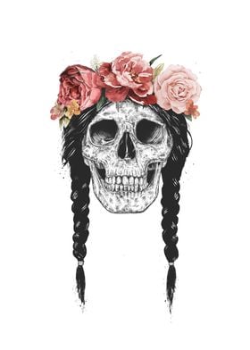 Skull with floral crown