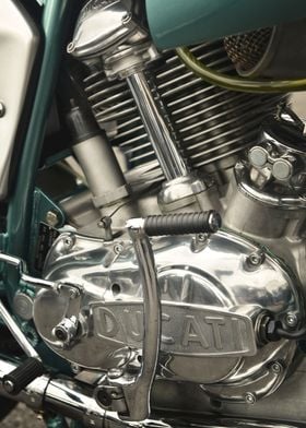 close up of a classic italian ducati motorcycle engine