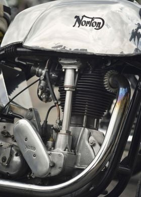 close up of a classic british norton motorcycle