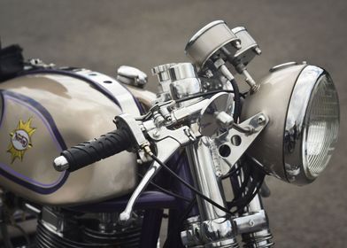 Close up of a classic British Norton motorcycle