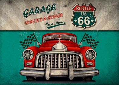 Vintage Cars Garage poster