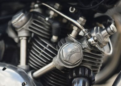 Close up of a classic British Vincent motorcycle