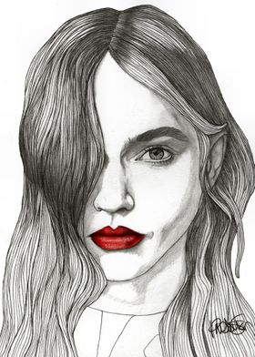 Sasha with Red Lips Part of a series of illustrations c ... 