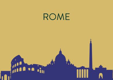 A minimal landscape poster of Rome's amazing skyline. T ... 