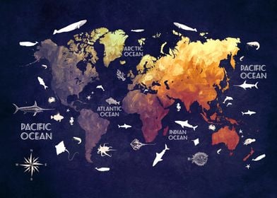 world map oceans and continents