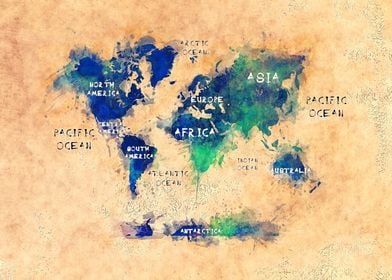 world map oceans and continents