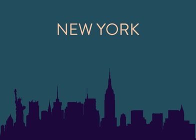 A minimal landscape poster of New York's iconic skyline ... 