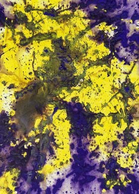 This is an abstract painting titled "Purple Marries Yel ... 