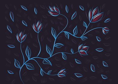 Beautiful abstract flowers illustration of neon glowing ... 