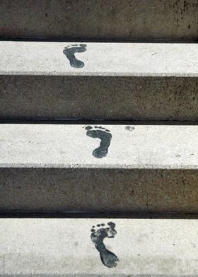 Foot prints on stairs