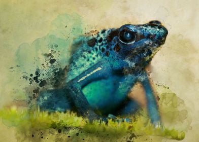 Blue poison frog - digital art