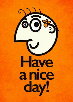 Fun and happy poster with the face of a funny cartoon c ... 