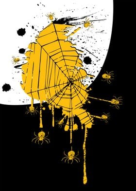 Spiders spider webs ink splash Halloween art kart