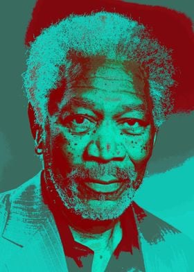 Morgan Freeman; realism, digital, painting