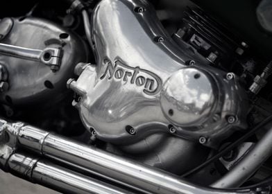 Close up of a classic Norton motorcycle