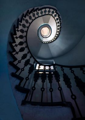 Spiral blue staircase