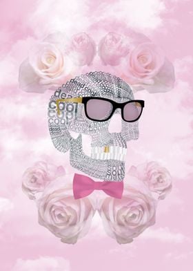 Typographic skull with sunglasses and bow tie in the 'W ... 