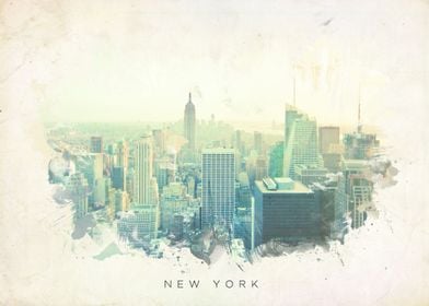 Watercolor abstract of New York