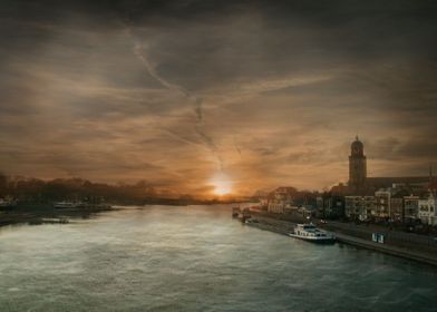 Picture of Deventer, The Netherlands by sunset.