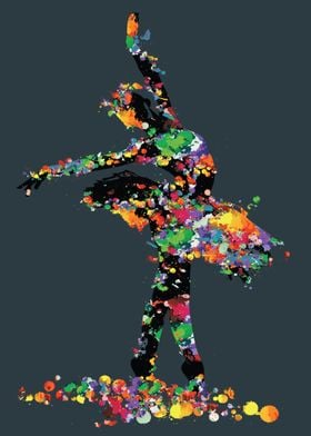 Ballerina with colorful paint splash
