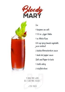 Cocktail - Bloody Mary with the ingredient list and a q ... 
