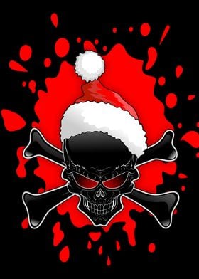 Christmas Santa Clus Ugly Black Skull