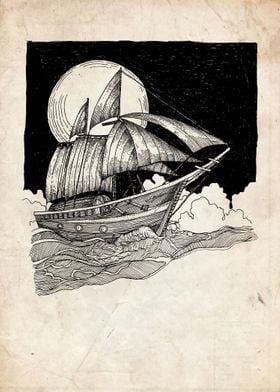 Pirate Ship and the ocean